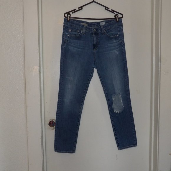 AG Adriano Goldschmied " The Beau" Distressed Slouchy Skinny Jeans Sz 30R - Picture 1 of 13